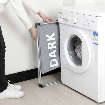 Collapsible Three Grid Dirty Clothes Laundry Hamper Organizer Home Storage Basket