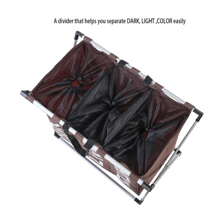 Collapsible Three Grid Dirty Clothes Laundry Hamper Organizer Home Storage Basket