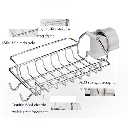 Faucet Rack Stainless Steel Perforated Free Kitchen Sink Storage Rack Rag Sponge Drain Rack