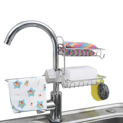 Faucet Rack Stainless Steel Perforated Free Kitchen Sink Storage Rack Rag Sponge Drain Rack, Type A, Type B, Type C - DealBuddy