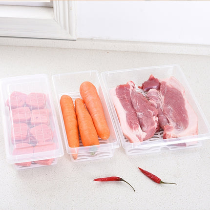 Kitchen Refrigerator Drainable Fresh-Keeping Box Food Plastic Sealed Freezer Storage Box Fish Fresh Box