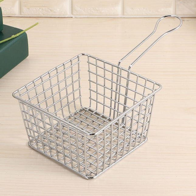 Electroplating Wrought Iron Fries Fried Basket Mini Grid Fried Food Storage Basket, Chrome - DealBuddy