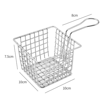 Electroplating Wrought Iron Fries Fried Basket Mini Grid Fried Food Storage Basket, Chrome - DealBuddy