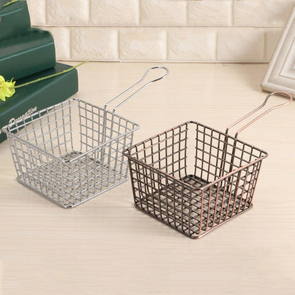 Electroplating Wrought Iron Fries Fried Basket Mini Grid Fried Food Storage Basket, Chrome - DealBuddy