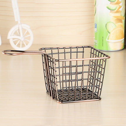 Electroplating Wrought Iron Fries Fried Basket Mini Grid Fried Food Storage Basket