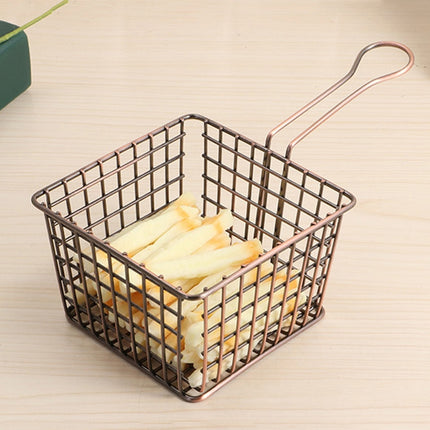 Electroplating Wrought Iron Fries Fried Basket Mini Grid Fried Food Storage Basket, Chrome - DealBuddy