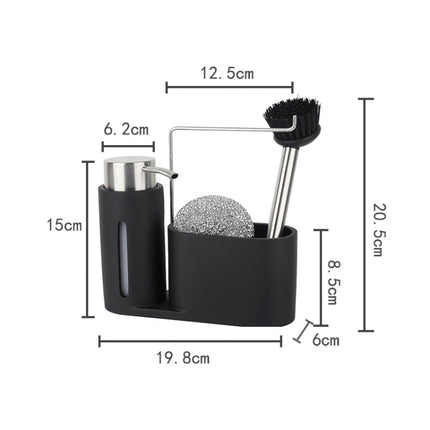 Soap Dispenser Kitchen Sink Steel Wire Ball Pot Brush Rag Storage Rack Set