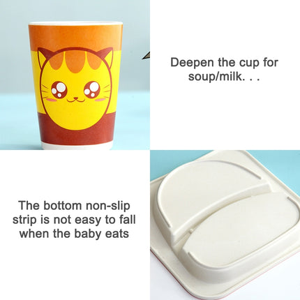 Baby Dish Tableware Set Cartoon Fork Feeding Dishes for Kids Utensils Natural Bamboo Fiber Bowl With Cup Spoon Plate