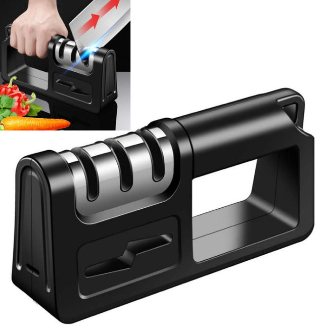 Three-Stage Kitchen Sharpener Multi-Function Kitchen Knife Scissors Sharpening Stone, Specification:Diamond Cutter Head, Color:Red