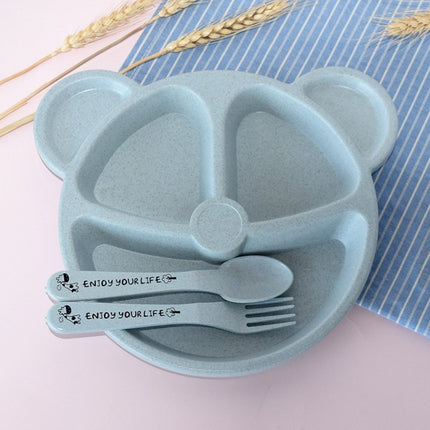 3 PCS/Set Baby Bowl+Spoon+Fork Feeding Food Tableware Cartoon Bear Kids Dishes Eating Dinnerware