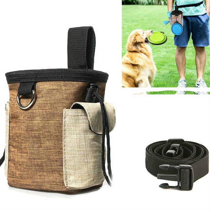 Outdoor Pet Training Bag Dog Training Pockets Pet Snack Storage Bag Pockets, Brown Waist Bag, Brown Waist Bag+Folding Bowl - DealBuddy