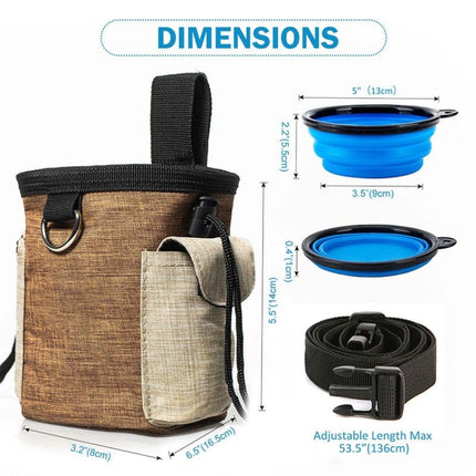 Outdoor Pet Training Bag Dog Training Pockets Pet Snack Storage Bag Pockets, Brown Waist Bag, Brown Waist Bag+Folding Bowl - DealBuddy
