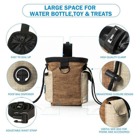 Outdoor Pet Training Bag Dog Training Pockets Pet Snack Storage Bag Pockets, Brown Waist Bag, Brown Waist Bag+Folding Bowl - DealBuddy