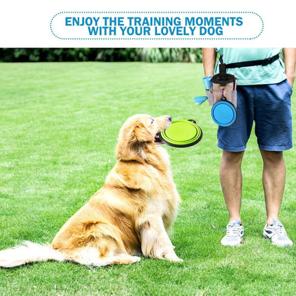 Outdoor Pet Training Bag Dog Training Pockets Pet Snack Storage Bag Pockets, Brown Waist Bag, Brown Waist Bag+Folding Bowl - DealBuddy