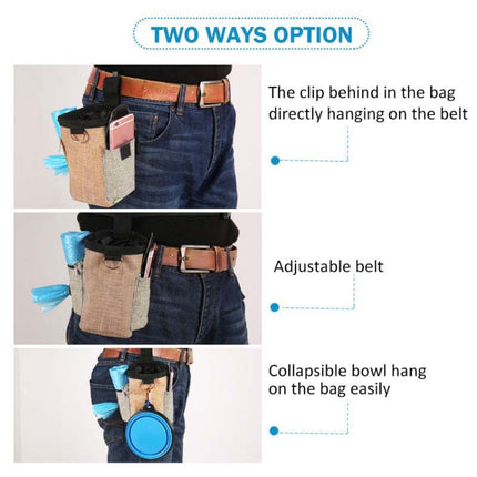 Outdoor Pet Training Bag Dog Training Pockets Pet Snack Storage Bag Pockets, Brown Waist Bag, Brown Waist Bag+Folding Bowl - DealBuddy