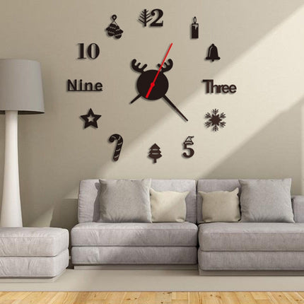 Acrylic 3D Wall Clock DIY Living Room Bedroom Wall Background Decoration