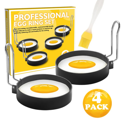 2-Pack Egg Ring Iron Spray Non-Stick Round Omelette Model Omelette Mold with Brush - DealBuddy
