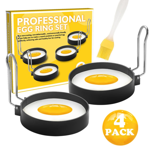 2-Pack Egg Ring Iron Spray Non-Stick Round Omelette Model Omelette Mold with Brush, 4-Pack - DealBuddy