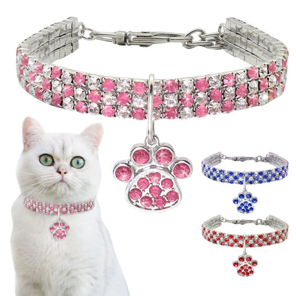 Pet Collar Diamond Elastic Cat And Dog Necklace Jewelry, S, M, L - DealBuddy