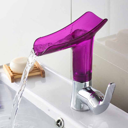 Bathroom Hot Cold Water Faucet Wine Glass Waterfall Faucet, Transparent, Blue, Purple, Brown &Yellow - DealBuddy
