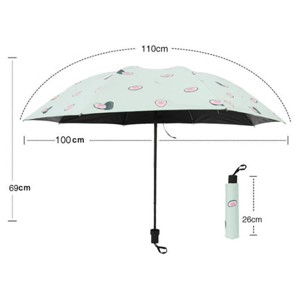 Small Fresh Sun Umbrella Female Sun Umbrella Student Vinyl Three-Fold Simple Dual-Use Sun Umbrella