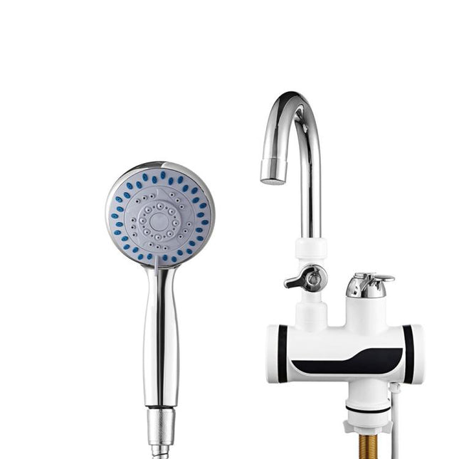 Dynamic Digital Display Instant Heating Electric Hot Water Faucet Kitchen&Domestic Hot&Cold Water Heater EU Plug, With Shower Head, Large Elbow, Universal Tube - DealBuddy