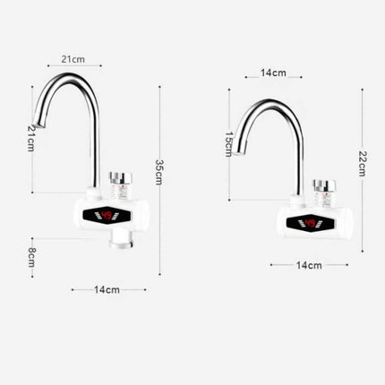 Dynamic Digital Display Instant Heating Electric Hot Water Faucet Kitchen&Domestic Hot&Cold Water Heater EU Plug, With Shower Head, Large Elbow, Universal Tube - DealBuddy