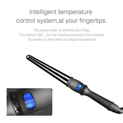 LCD Conical Curling Iron Single Tube Ceramic Glaze Pear Flower Cone