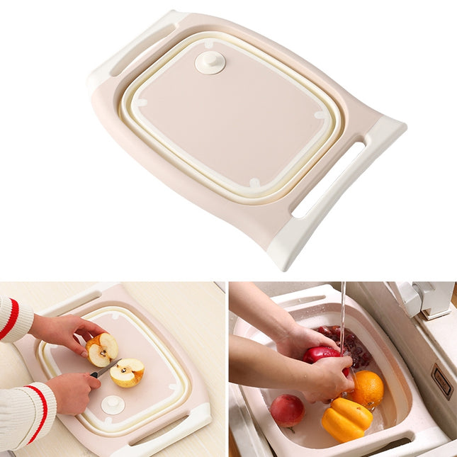 Multifunctional Cutting Board Kitchen Foldable Vegetable Washing Basin, Pink - DealBuddy