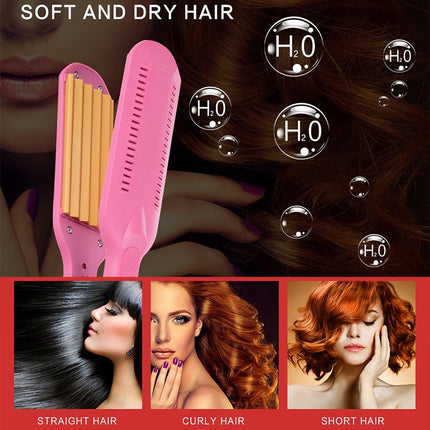 220V Professional Ceramic Corrugated Curling Iron, Blue, Pink, Red, Rose red, White - DealBuddy