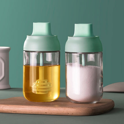 3 PCS Macaron Ribbon Moisture-Proof Lid Spoon One Seasoning Jar Glass Seasoning Bottle with Label, Seasoning Bottle, Honey Bottle, Brush Oil Bottle - DealBuddy