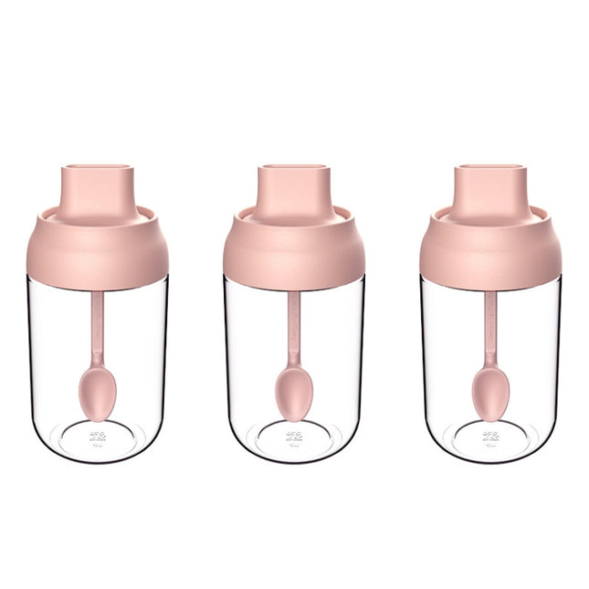 3 PCS Macaron Ribbon Moisture-Proof Lid Spoon One Seasoning Jar Glass Seasoning Bottle with Label, Seasoning Bottle, Honey Bottle, Brush Oil Bottle - DealBuddy