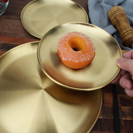 Stainless Steel Thickened Round Plate Cafe Tray Fruit Cake Plate Bone Plate Dish Shallow Plate