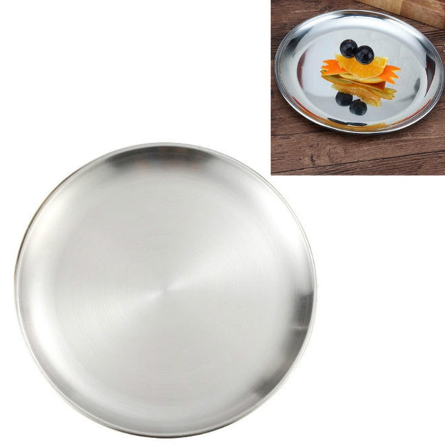 Stainless Steel Thickened Round Plate Cafe Tray Fruit Cake Plate Bone Plate Dish Shallow Plate, 14cm Brushed Matte Silver, 17cm Brushed Matte Silver, 20cm Brushed Matte Silver, 23cm Brushed Matte Silver, 26cm Brushed Matte Silver                       ... - DealBuddy