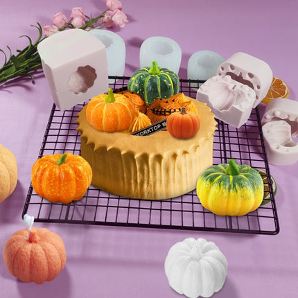 Halloween Three-Dimensional Pumpkin Cake DIY Scented Candle Silicone Mold - DealBuddy