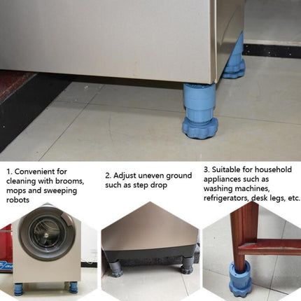 4 PCS / Set Furniture Home Appliance Washing Machine Rubber Foot Mat Moisture-Proof Shock Absorption Heightened Foot Mat Base