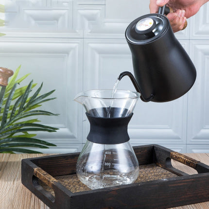 304 Stainless Steel Coffee Hand Pot Wooden Handle Coffee Pot Teflon Long-Mouth Slender Pot