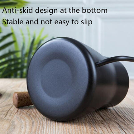 304 Stainless Steel Coffee Hand Pot Wooden Handle Coffee Pot Teflon Long-Mouth Slender Pot, Without Thermometer, With Thermometer - DealBuddy