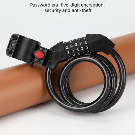 Bicycle Anti-Theft Code Lock Five-Digit Bicycle Lock Portable Bold And Long Steel Cable With Bracket Car Lock