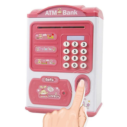 Simulation Password Fingerprint Sensor Unlocking Money Box Automatic Roll Money Safe ATM Piggy Bank
