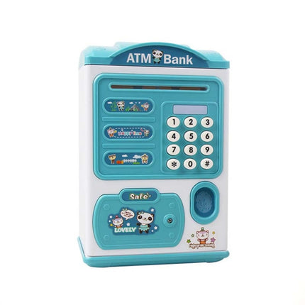 Simulation Password Fingerprint Sensor Unlocking Money Box Automatic Roll Money Safe ATM Piggy Bank