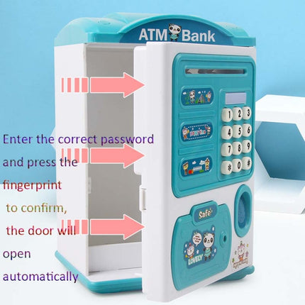 Simulation Password Fingerprint Sensor Unlocking Money Box Automatic Roll Money Safe ATM Piggy Bank