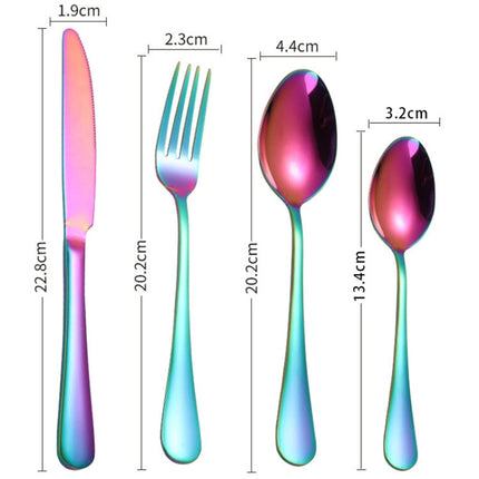24 in 1 Stainless Steel Tableware Western Steak Cutlery Gift Set, Silver, Golden, Rose Gold, Rainbow Color, Black - DealBuddy