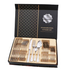 24 in 1 Stainless Steel Tableware Western Steak Cutlery Gift Set, Silver, Golden, Rose Gold, Rainbow Color, Black - DealBuddy