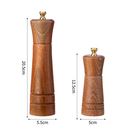 Wood Pepper Grinder Kitchen Household Manual Solid Pepper Powder Black Pepper Mill Grinder Bottle Seasoning Jar, Style 3, 5 inch, Style 3, 8 inch - DealBuddy