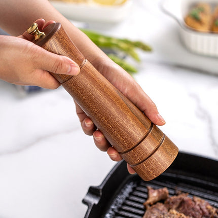 Wood Pepper Grinder Kitchen Household Manual Solid Pepper Powder Black Pepper Mill Grinder Bottle Seasoning Jar, Style 3, 5 inch, Style 3, 8 inch - DealBuddy