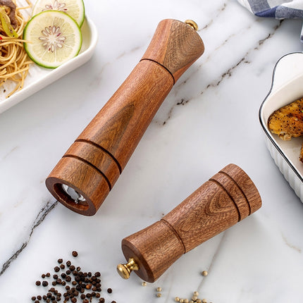 Wood Pepper Grinder Kitchen Household Manual Solid Pepper Powder Black Pepper Mill Grinder Bottle Seasoning Jar, Style 3, 5 inch, Style 3, 8 inch - DealBuddy