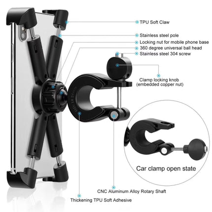 Motorcycle Bicycle Phone Holder Outdoor Riding Equipment Suitable For 4.7-8 Inch Mobile Phone/Tablet