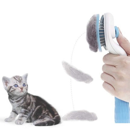 Stainless Steel Needle Automatic Cleaning Pet Hair Removal Dog Brush Pet Comb, Blue Thick Needle, Blue Fine Needle, Pink Thick Needle, Pink Fine Needle, Gray Thick Needle, Gray Fine Needle - DealBuddy