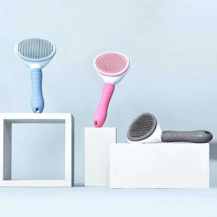 Stainless Steel Needle Automatic Cleaning Pet Hair Removal Dog Brush Pet Comb, Blue Thick Needle, Blue Fine Needle, Pink Thick Needle, Pink Fine Needle, Gray Thick Needle, Gray Fine Needle - DealBuddy